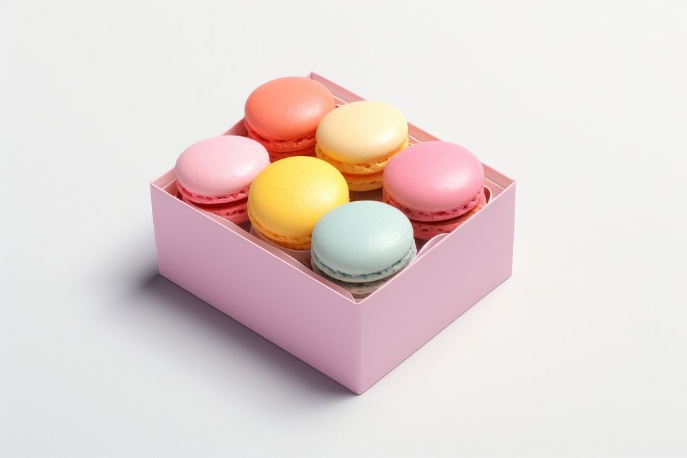 Box macarons food white background. AI generated Image by rawpixel.