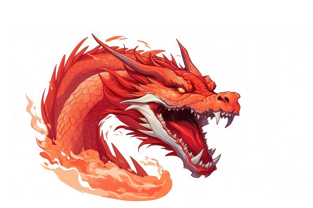 Dragon cartoon drawing red. AI generated Image by rawpixel.