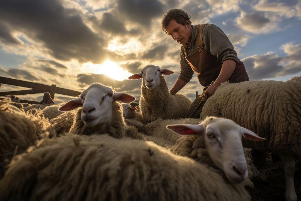 Sheep livestock landscape outdoors. 