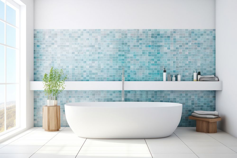 Wall architecture bathroom bathtub. AI generated Image by rawpixel.