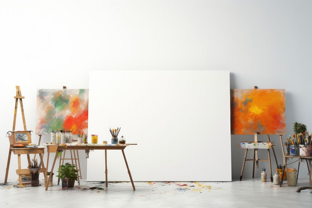 Painting studio art interior design. AI generated Image by rawpixel.