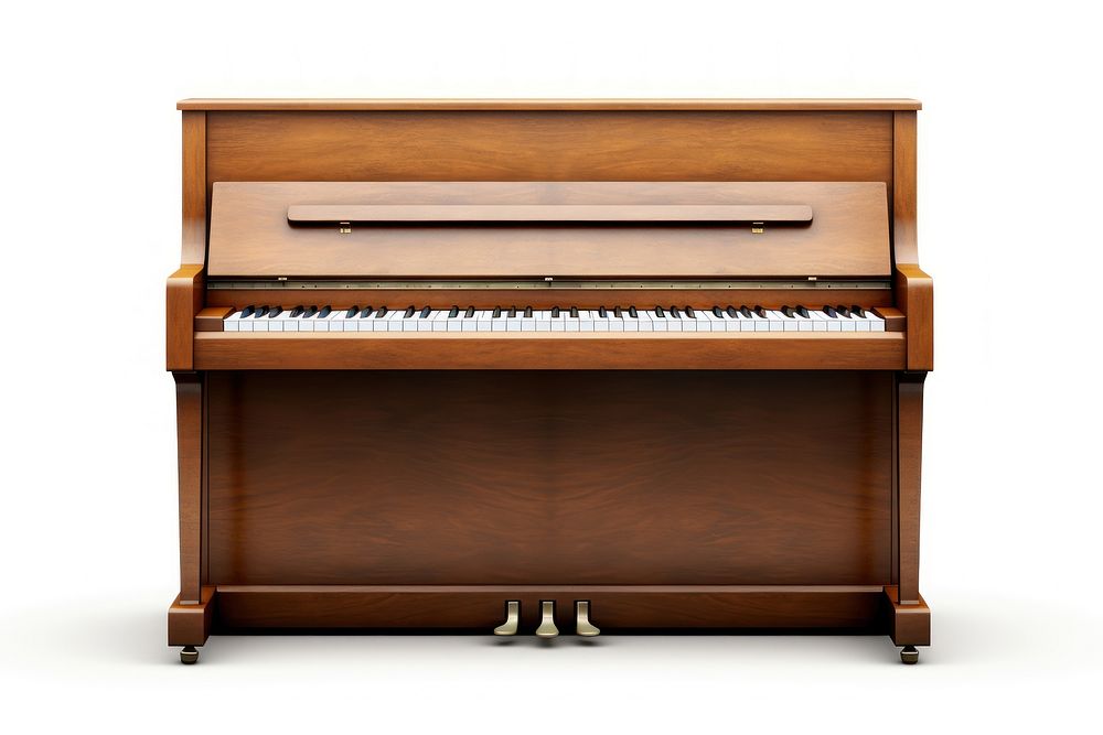 Piano keyboard brown white background. 