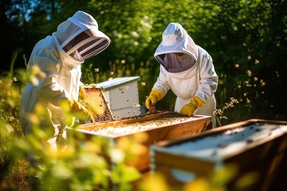 Beekeeper apiary farm. 