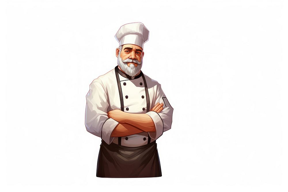 Portrait adult chef white background. AI generated Image by rawpixel.
