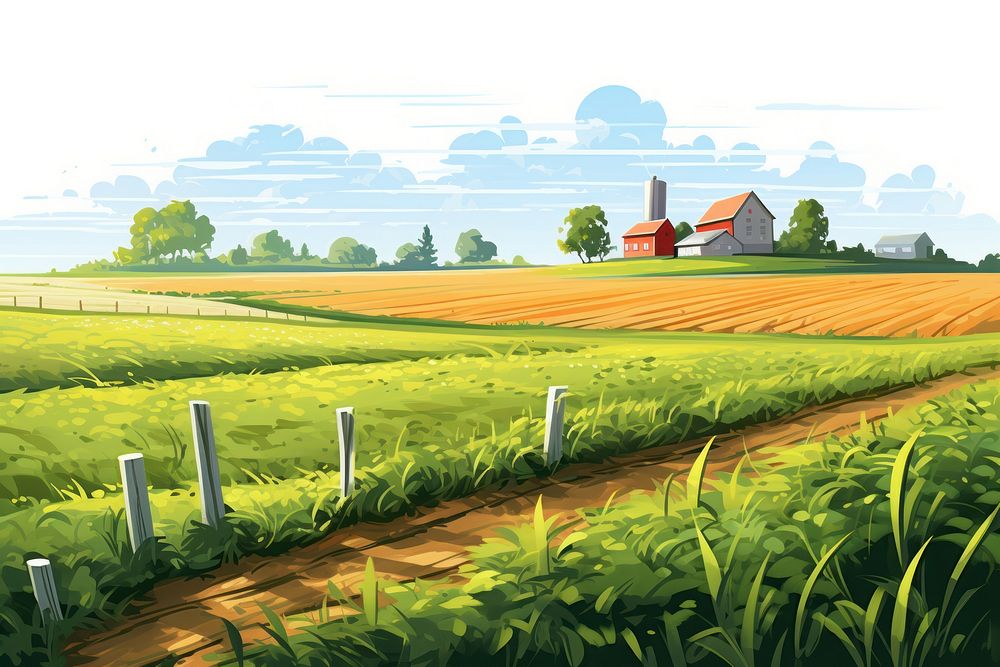 Farm agriculture landscape grassland. AI generated Image by rawpixel.