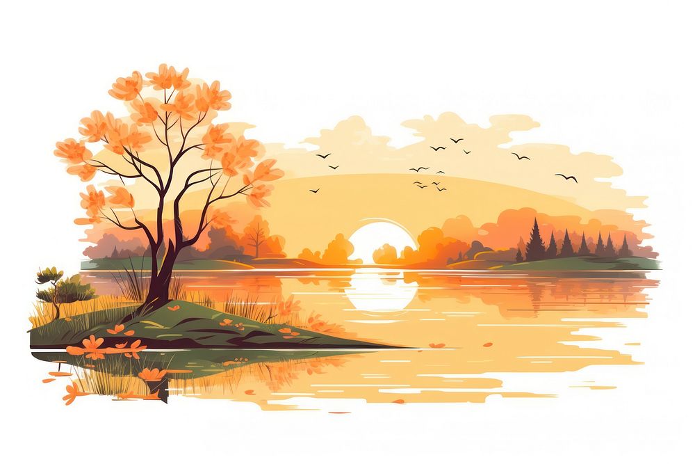 Landscape sunlight outdoors cartoon. AI generated Image by rawpixel.