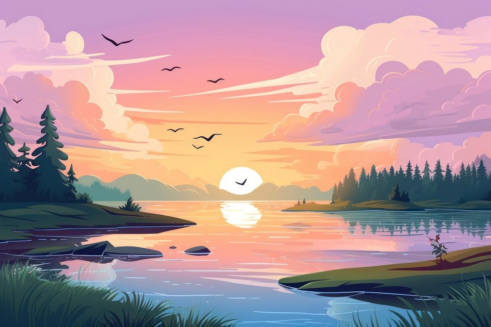 Landscape outdoors cartoon nature. AI generated Image by rawpixel.