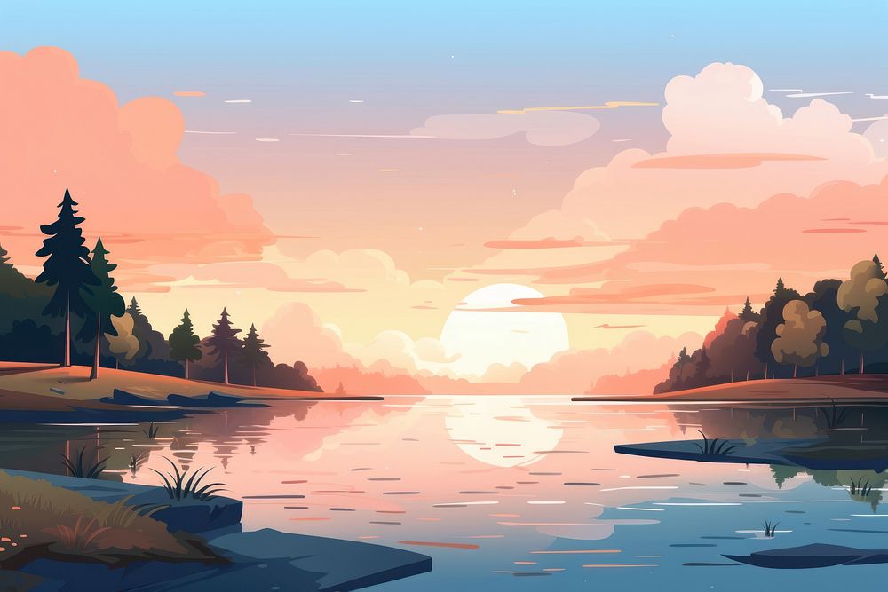 Landscape outdoors sunset nature. AI generated Image by rawpixel.