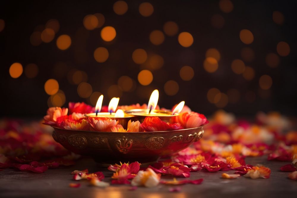 Diwali petal spirituality illuminated. AI generated Image by rawpixel.