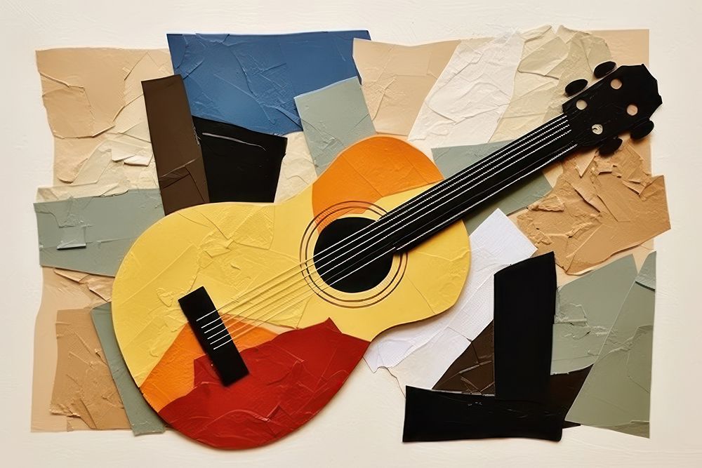 Paper art collage guitar. AI generated Image by rawpixel.