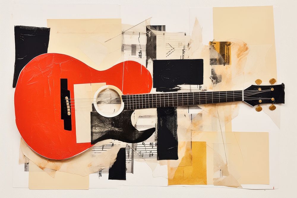 Art collage guitar paper. AI generated Image by rawpixel.