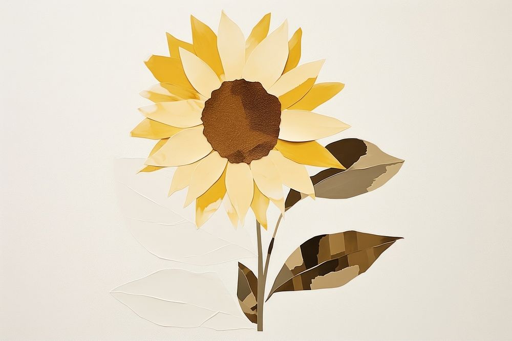 Sunflower art plant leaf. AI generated Image by rawpixel.