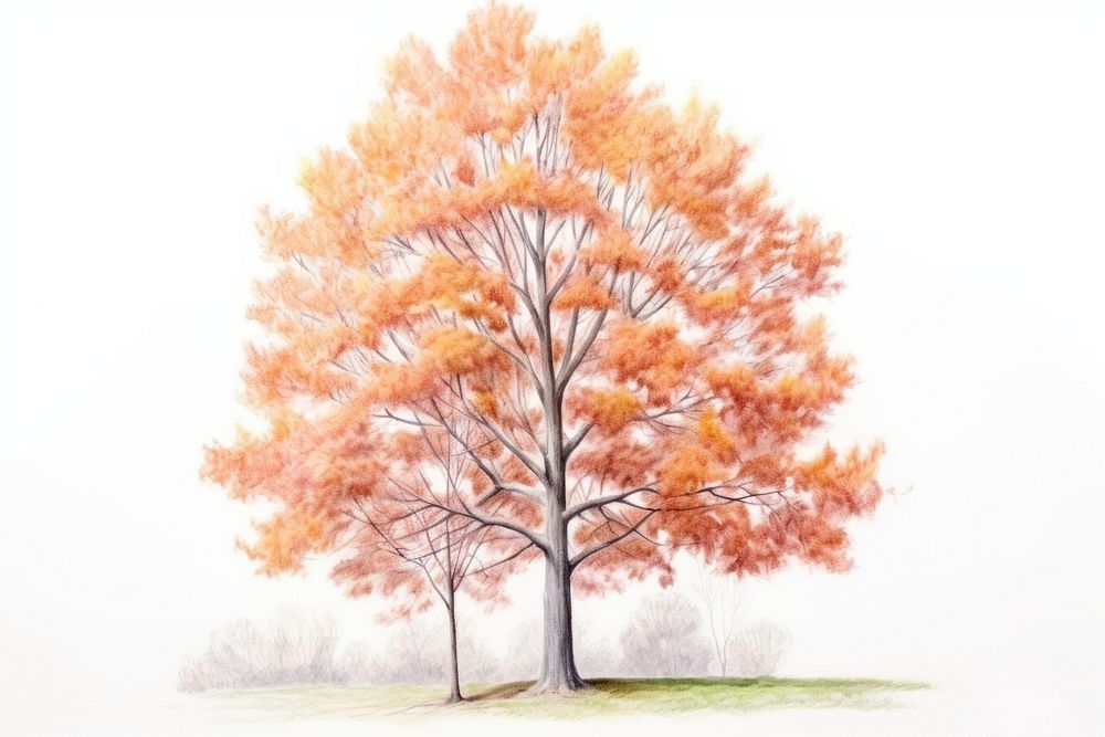 Drawing tree autumn sketch. AI generated Image by rawpixel.