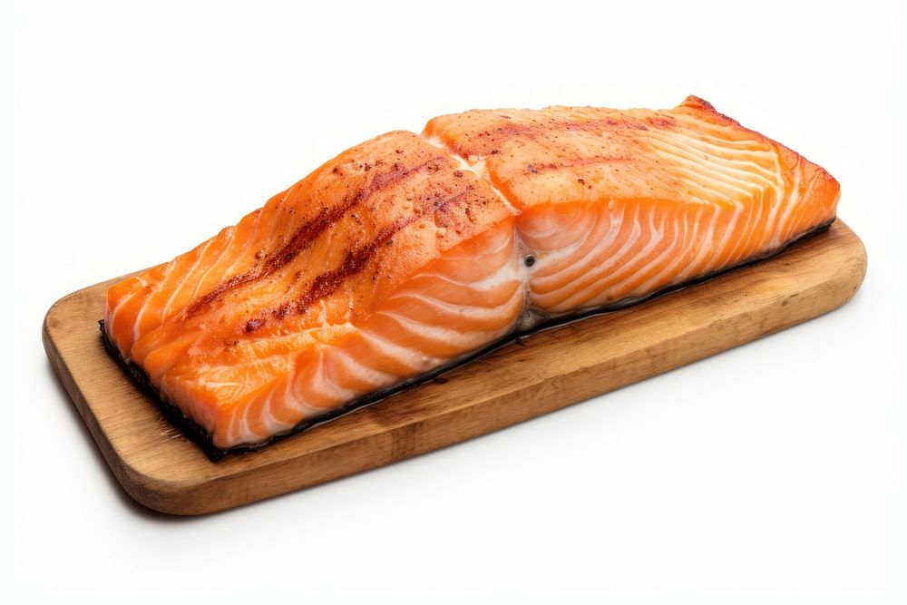 Salmon seafood white background freshness. AI generated Image by rawpixel.