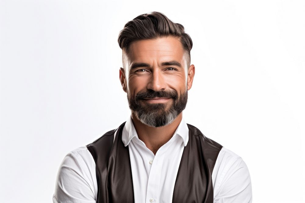 Portrait beard adult smile. AI generated Image by rawpixel.