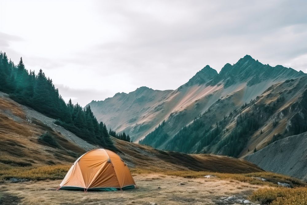 Camping mountain outdoors nature. 