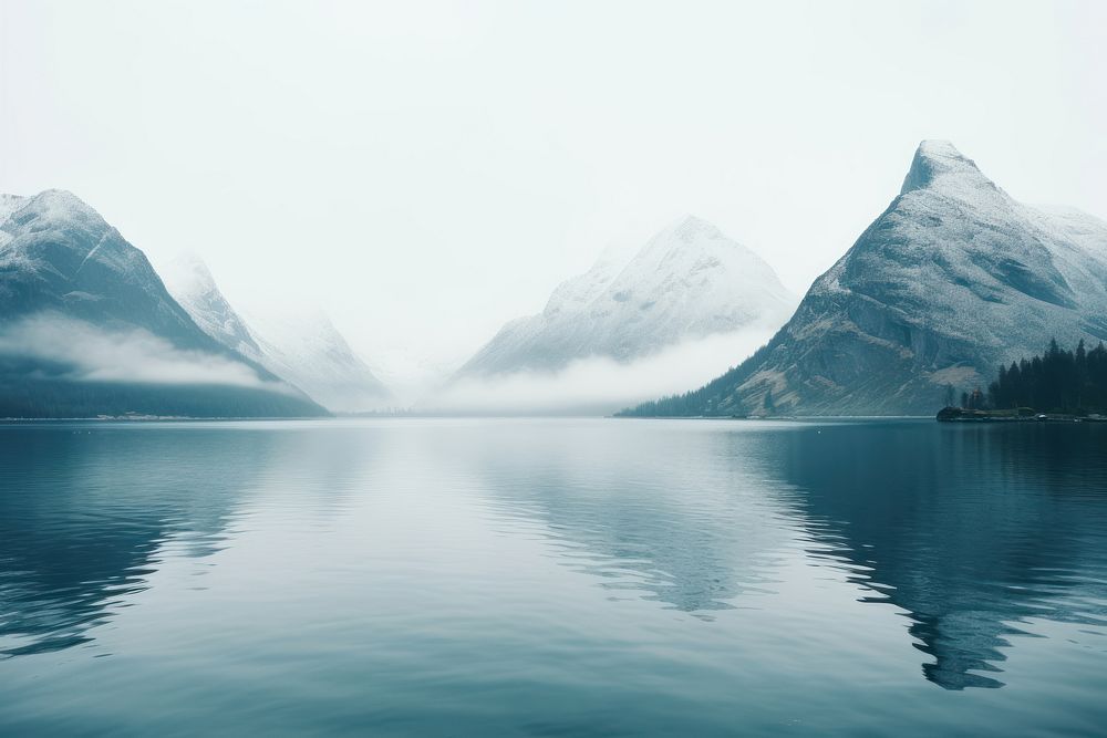 Lake landscape panoramic mountain. 