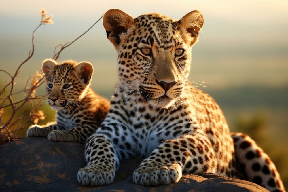 Leopard wildlife cheetah animal. AI generated Image by rawpixel.