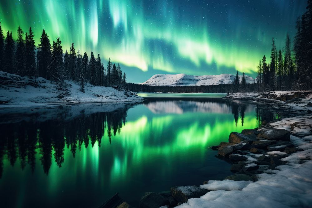 Nature landscape outdoors aurora. AI generated Image by rawpixel.