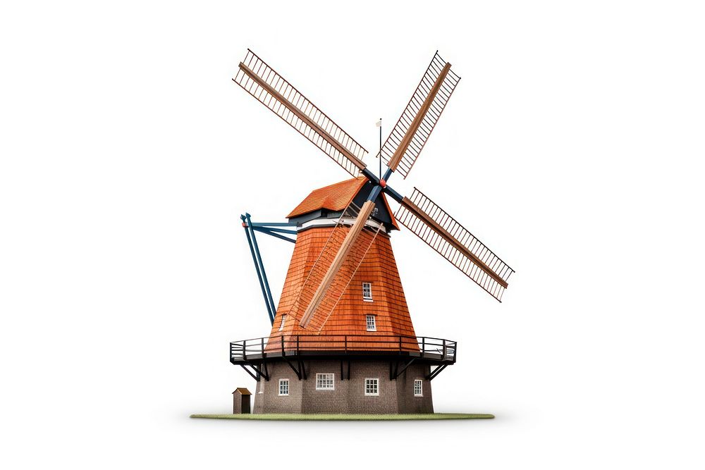 Windmill outdoors sky white background. AI generated Image by rawpixel.