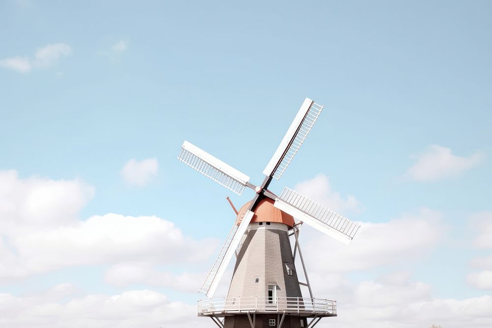 Windmill outdoors sky architecture. AI generated Image by rawpixel.
