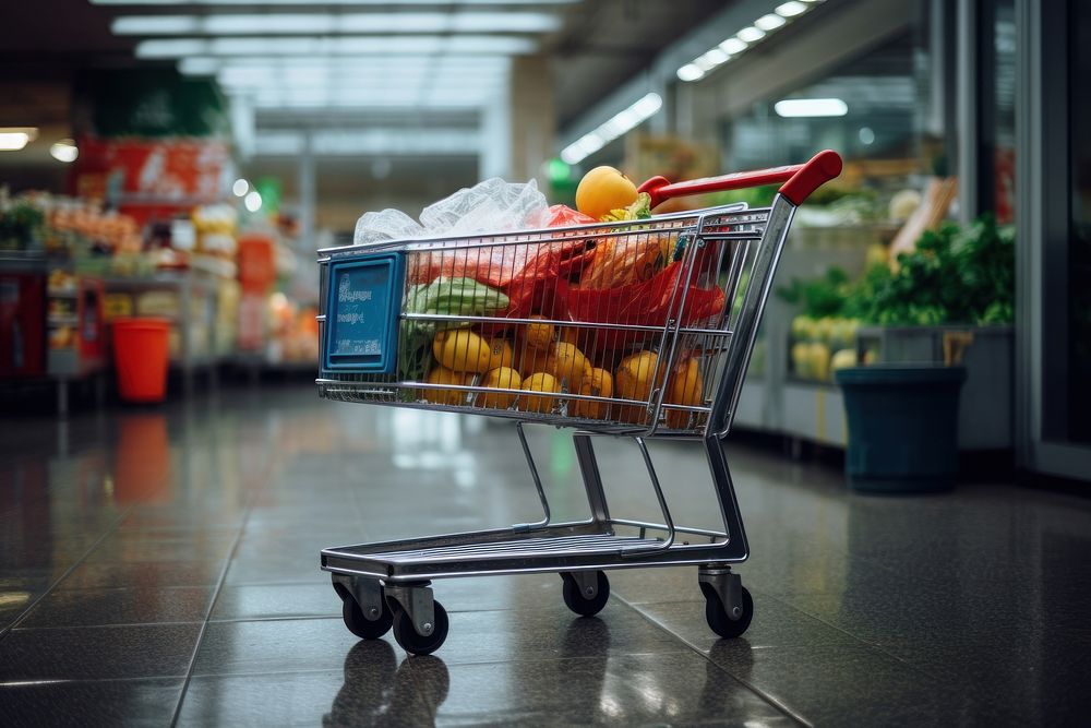 Market supermarket shopping cart. AI generated Image by rawpixel.