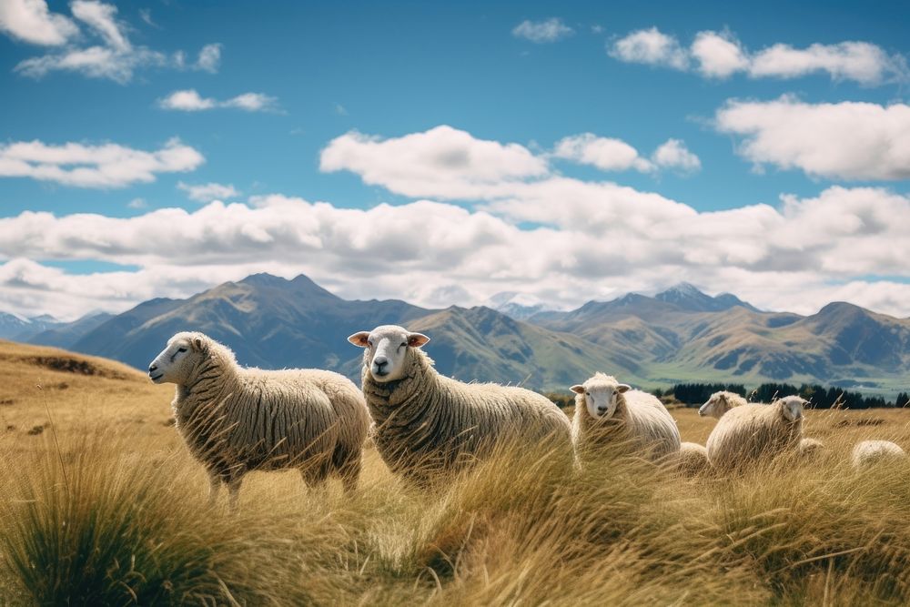 Sheep landscape grassland livestock. AI | Free Photo - rawpixel