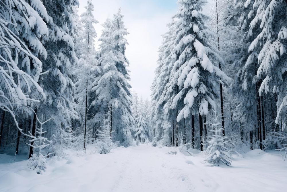 Forest snow landscape. 