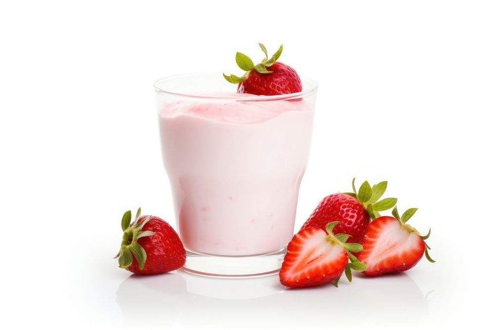 Strawberry milk dessert fruit. AI generated Image by rawpixel.