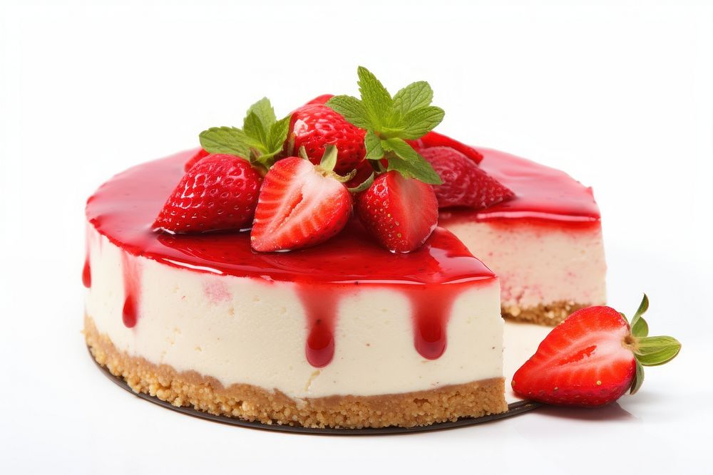 Strawberry cheesecake dessert fruit. AI generated Image by rawpixel.