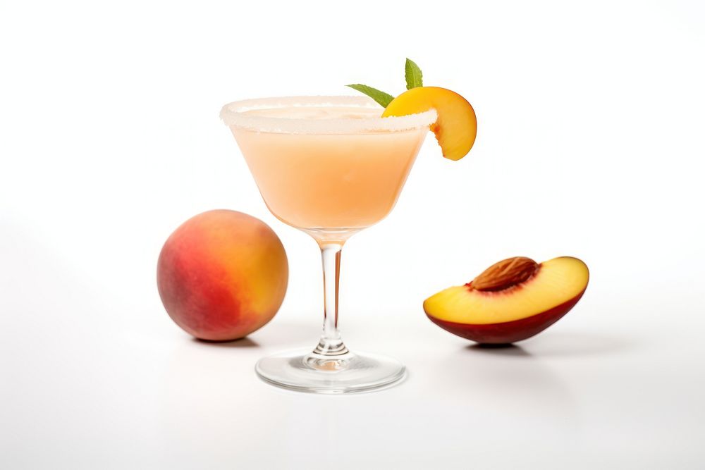 Peach cocktail drink fruit. AI generated Image by rawpixel.
