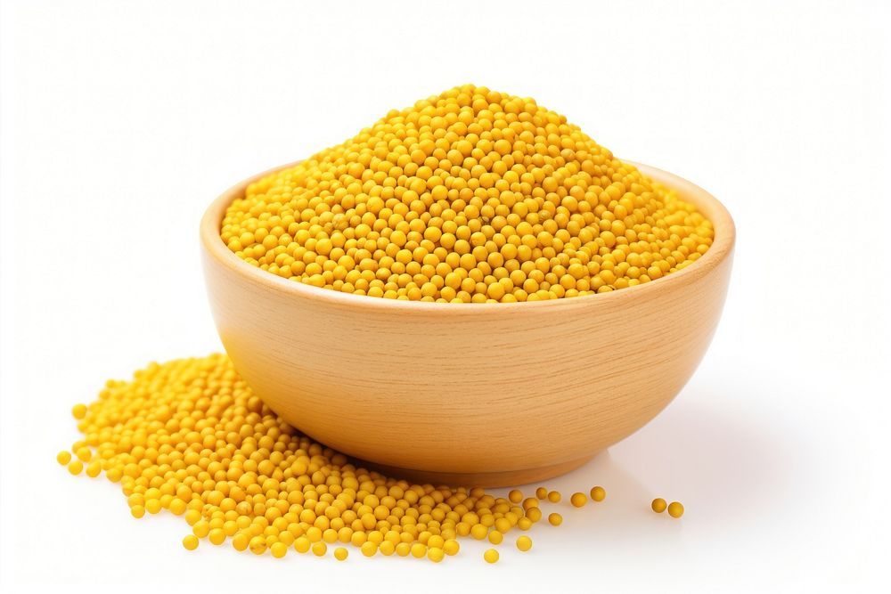 Mustard seeds food bowl white background. AI generated Image by rawpixel.