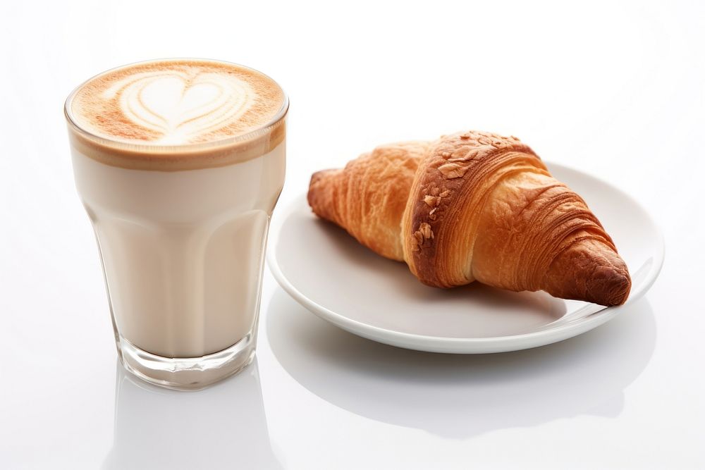Croissant coffee drink bread. AI generated Image by rawpixel.