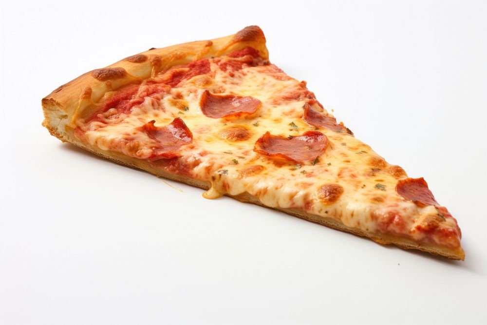 Pizza slice food white background. 