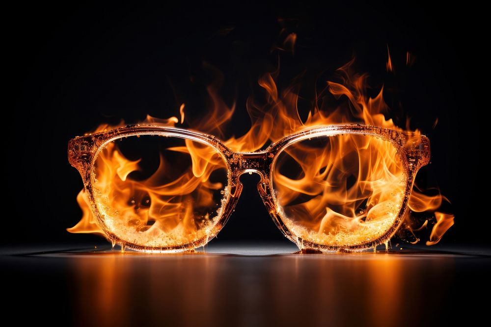 Glasses fire sunglasses fireplace. AI generated Image by rawpixel.