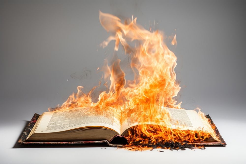 Book fire publication bonfire. AI generated Image by rawpixel.