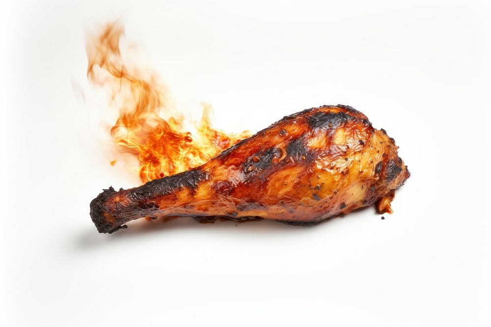 Fire grilling chicken food. AI generated Image by rawpixel.
