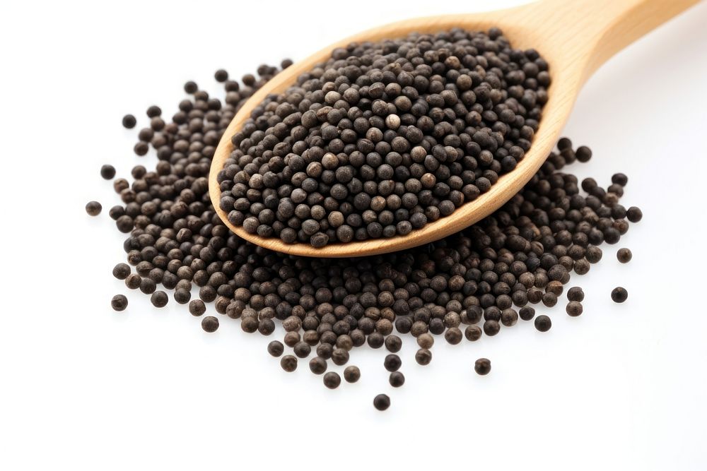 Organic black mustard seeds food white background blackberry. 