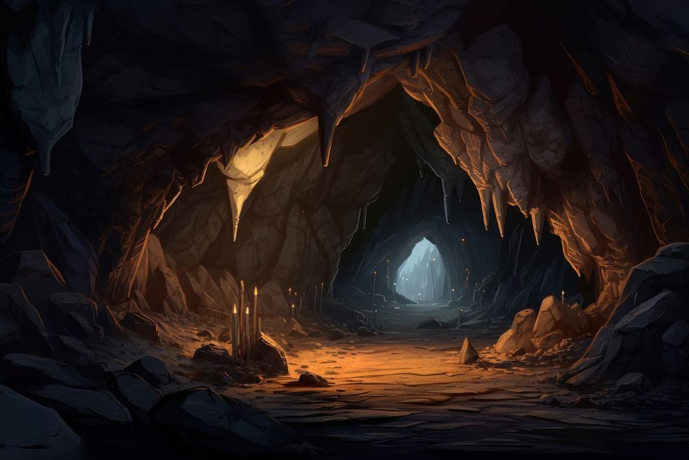 Cave nature tranquility illuminated