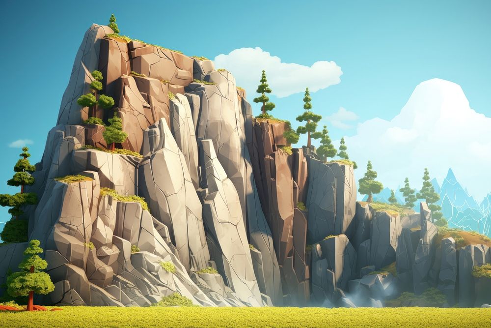 Mountain landscape outdoors cartoon. AI generated Image by rawpixel.