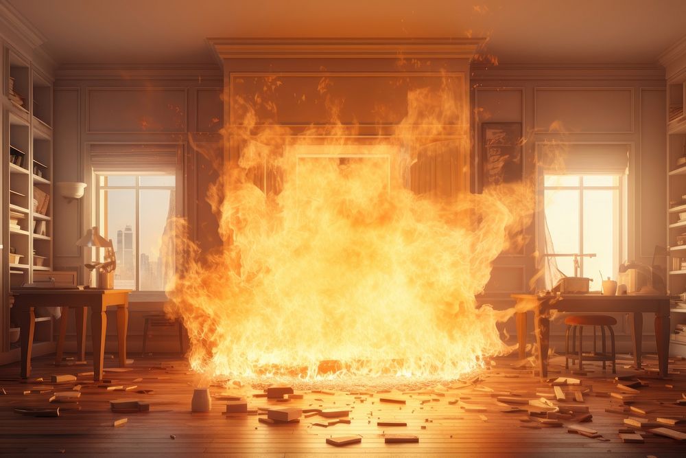 Fireplace bonfire architecture destruction. AI generated Image by rawpixel.