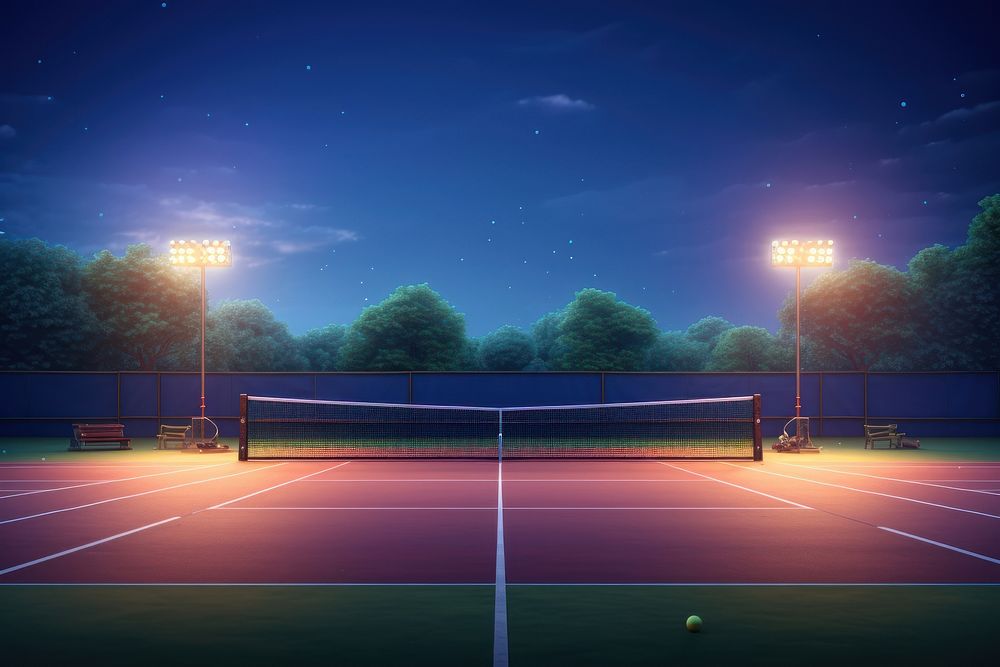 Tennis sports outdoors night. AI generated Image by rawpixel.