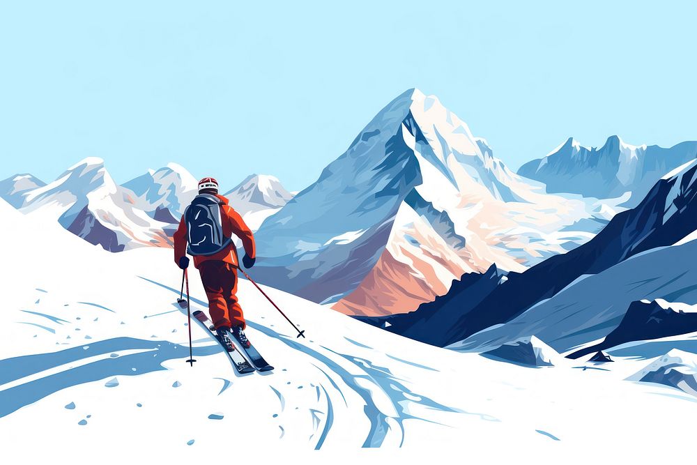 Mountain skiing adventure outdoors. AI generated Image by rawpixel.