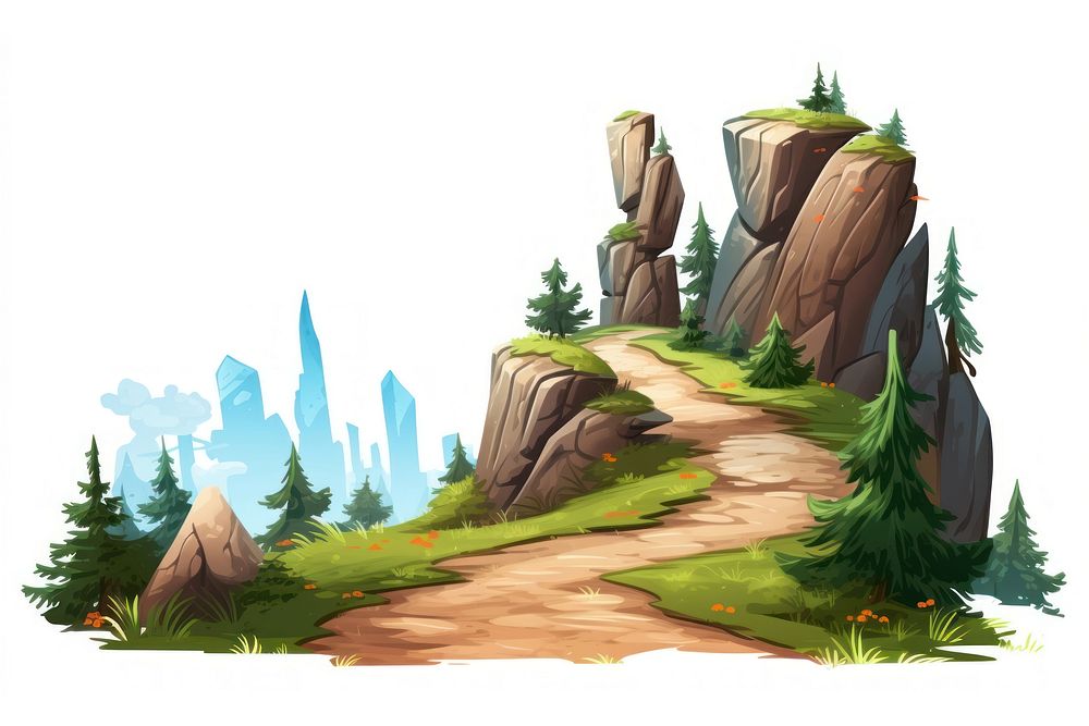 Outdoors cartoon drawing forest. AI generated Image by rawpixel.