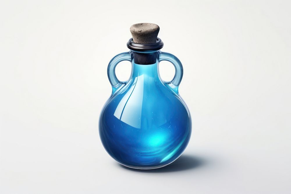 Bottle glass blue white background. AI generated Image by rawpixel.