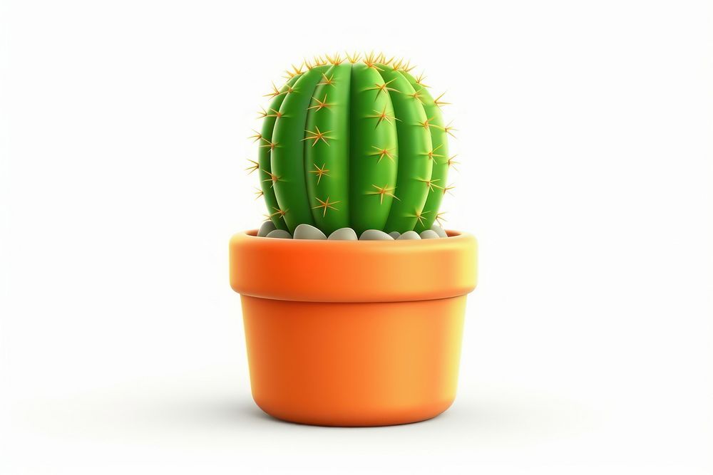 Cactus plant white background houseplant. 