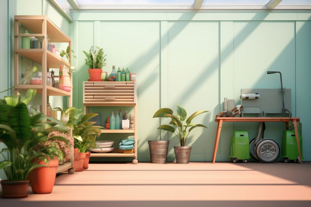 Garden shelf plant room. 