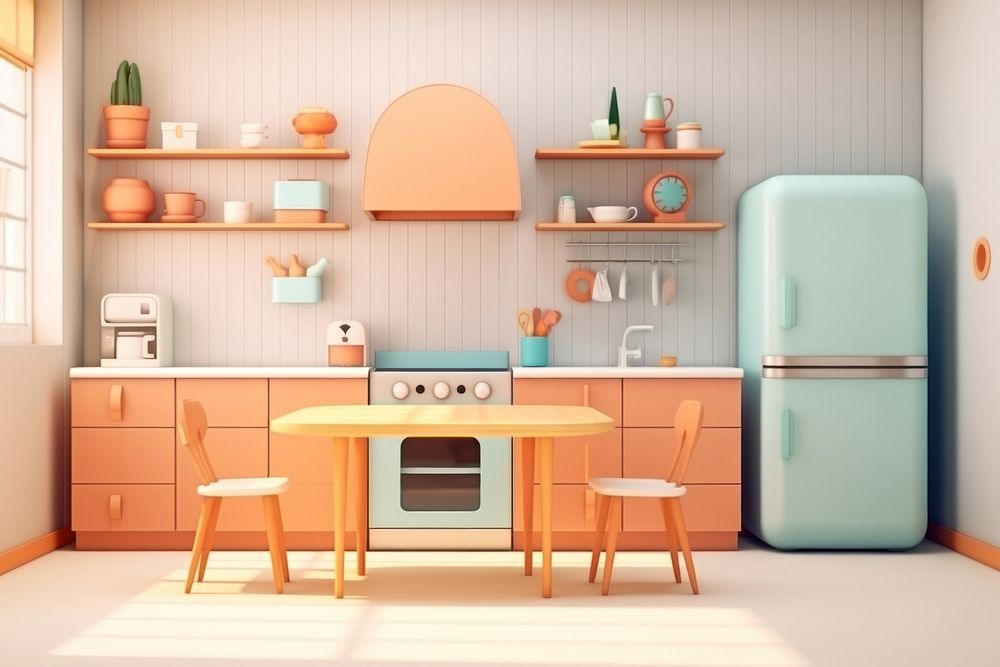 Kitchen refrigerator furniture appliance. AI generated Image by rawpixel.