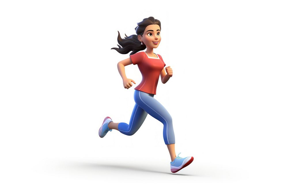 Jogging running cartoon female. AI generated Image by rawpixel.
