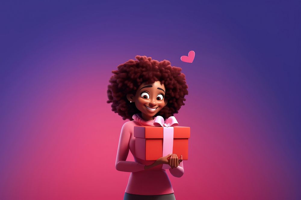 Cartoon gift celebration hairstyle. AI generated Image by rawpixel.